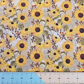 The Craft Cotton Co. 100% Cotton Sunflowers Cream Cotton Fabric 110cm Wide Fabric for Quilting, Dressmaking, Patchwork